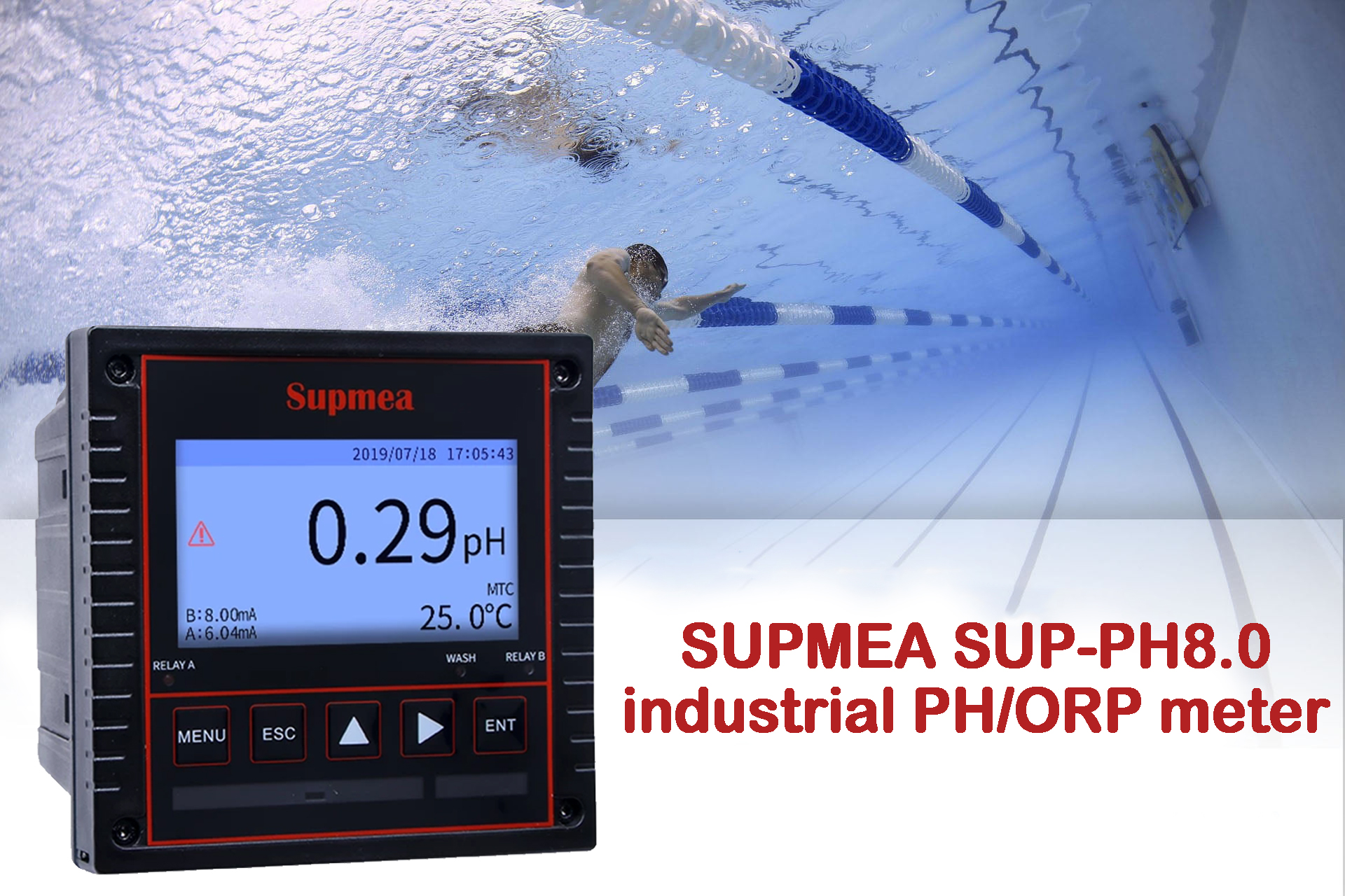 پنل کنترلر تابلویی PH و ORP ارزان قیمت مدل supmea SUP-PH8.0 